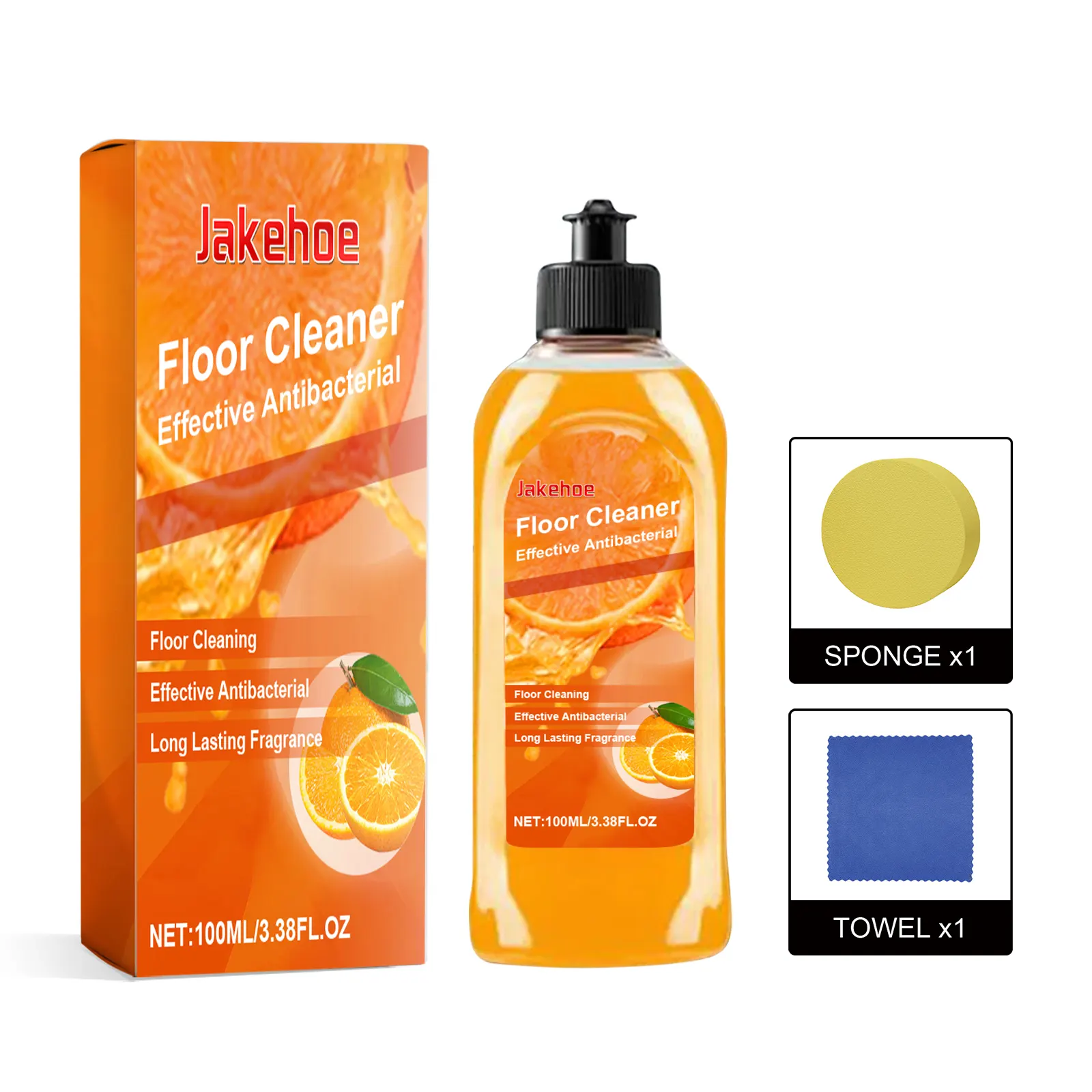 Jakehoe Floor Cleaner bottle next to a mop bucket