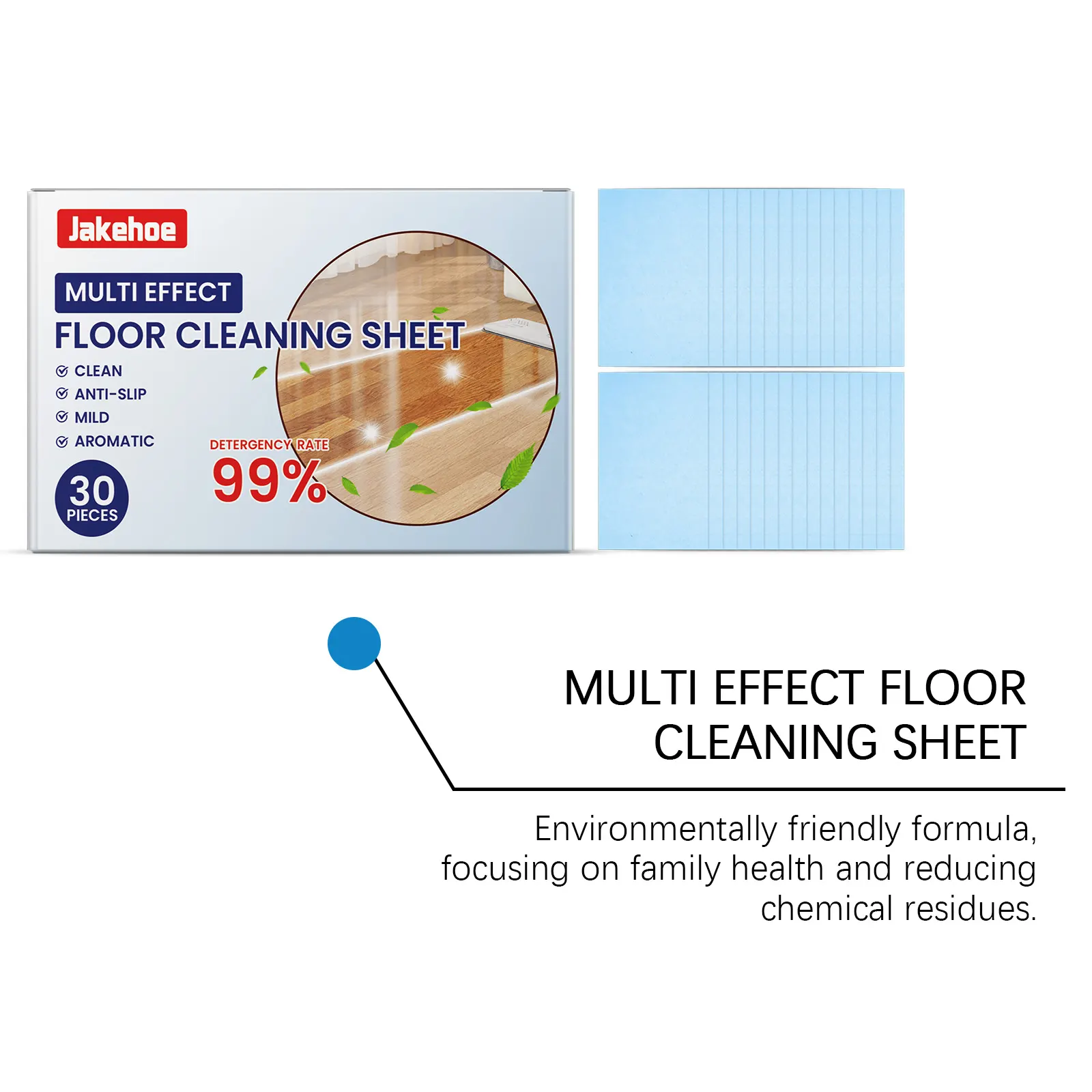 A clean, bright floor after being mopped with the cleaning tablet solution