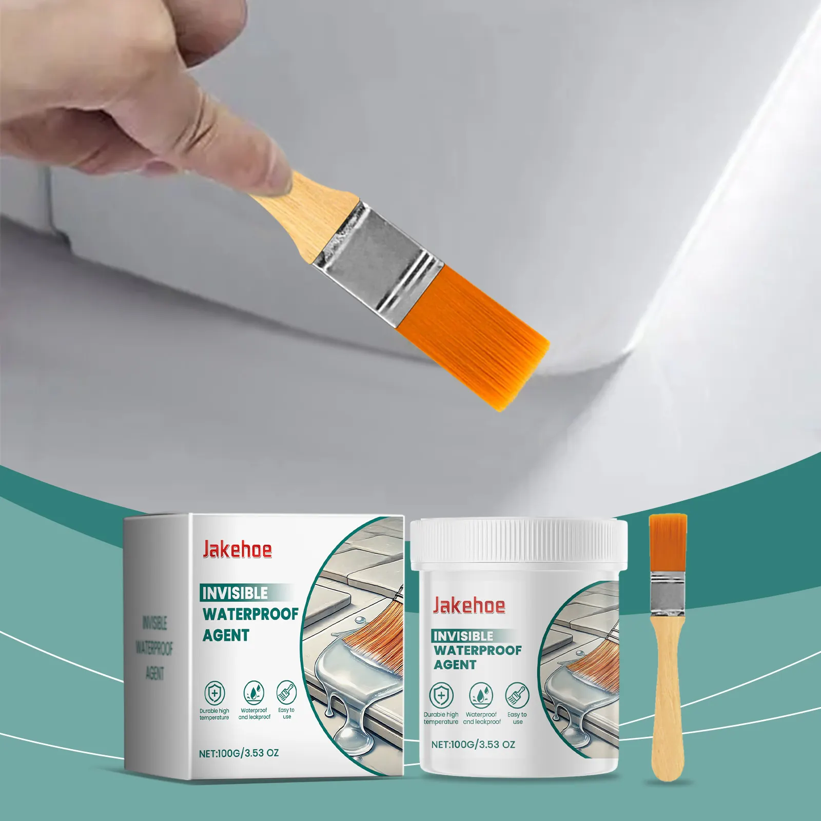 Close-up of the applied clear waterproof sealant